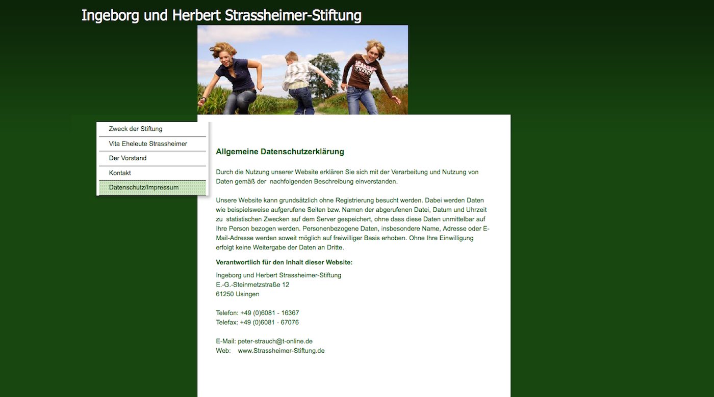 Die alte Datenschutz-Webseite der Strassheimer Stiftung